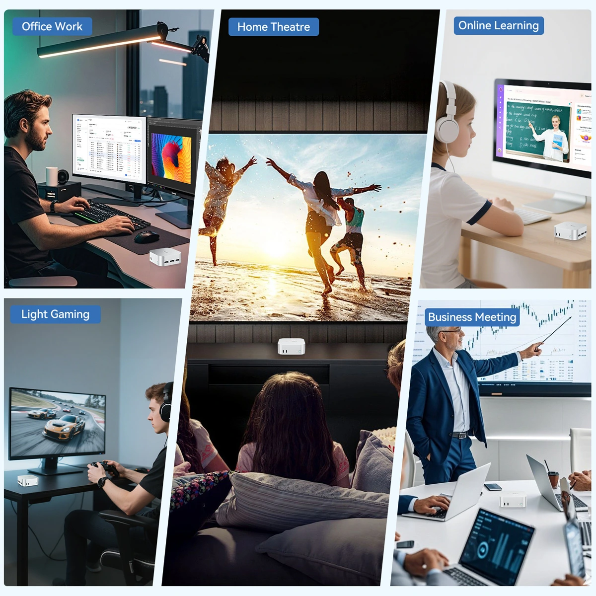 Soayan N5 Mini PC – Intel N150, DDR5, 12GB RAM/512GB SSD, Win11 Pro, Dual LAN & Type-C, Compact Office PC