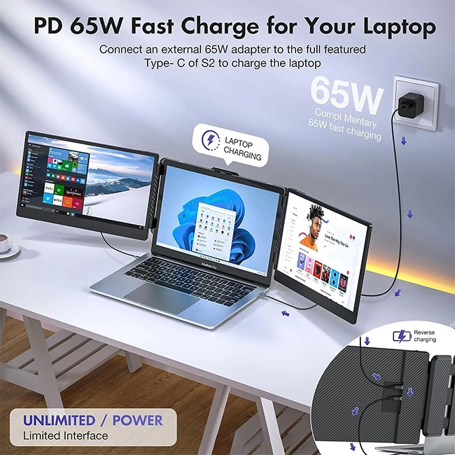 14″ Portable Laptop Screen Extender | Full HD IPS | USB Display