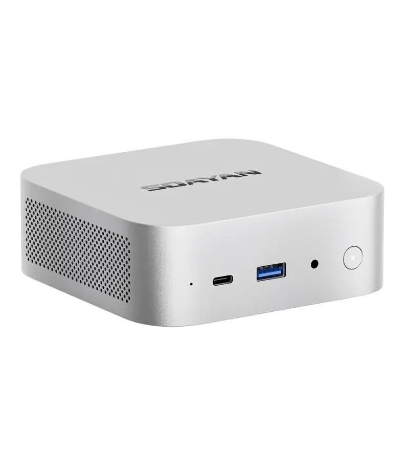 Soayan AMD Ryzen 5 6600H Mini PC – 16GB LPDDR5 RAM/512GB NVMe SSD, Windows 11/Linux, Wi-Fi 6, Bluetooth 5.2, Dual HDMI 2.1 & Type-C, Compact Office PC