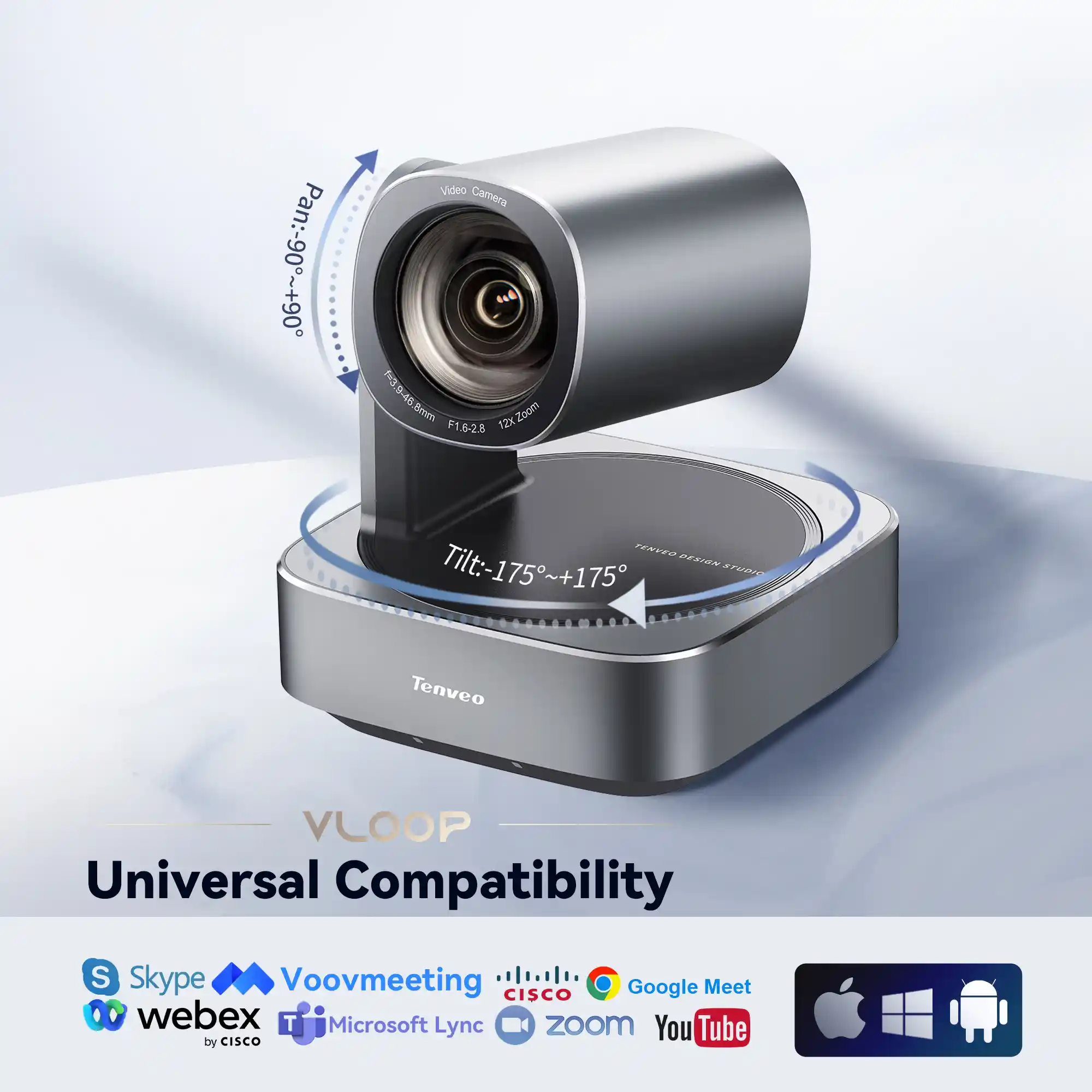 TENVEO 4K PTZ Camera VL12U-4K / VL20U-4K – 12X/20X Optical Zoom, AI Tracking, HDMI, USB 3.0 & PoE